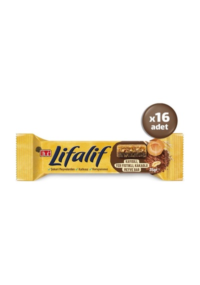 Lifalif Kayısılı, Yer Fıstıklı, Kakaolu Meyve Bar 35 G X 16 Adet