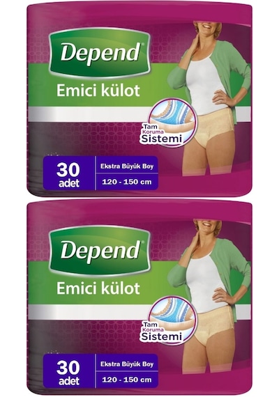 Depend Emici Külot Kadın Hasta Bezi Ekstra Büyük Boy 2 x 30'Lu
