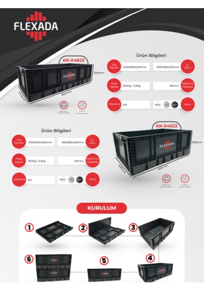 Flexada Katlamalı Kasa 4822-400x800x230 Siyah