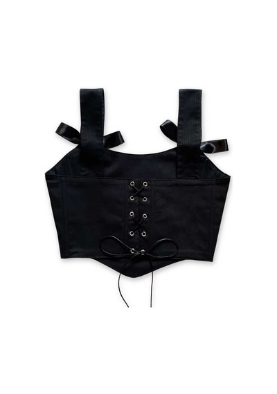 L'aura Corset Yaprak Desenli Siyah Bayan Korse Büstiyer