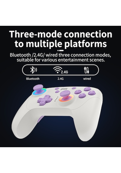 Gizala Kablosuz Oyun Kolu Gamepad Hall Effect Triggers Joystick Switch 2 / Pc/android/Apple Uyumlu iOS Beyaz