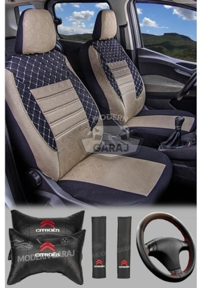 Citroen Berlingo Fitilli Koltuk Kılıfı Boyun Yastığı Kemer Konf