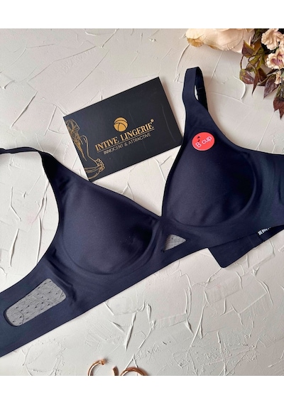 Eleanor Önü Ve Yanı Dantel Detaylı Dikişsiz Lazer Kesim İnce Askı Siyah