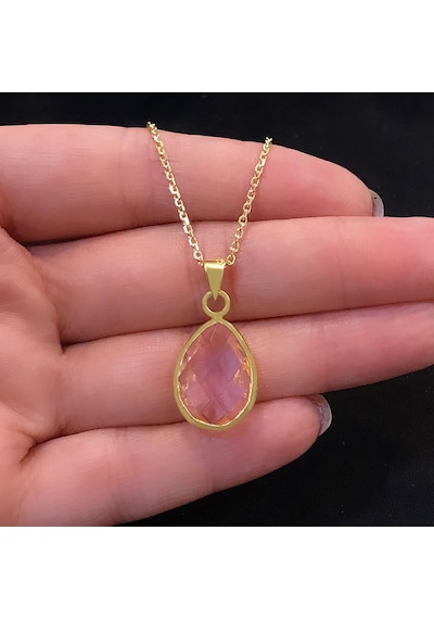 STELA PEMBE TAŞLI DAMLA KOLYE