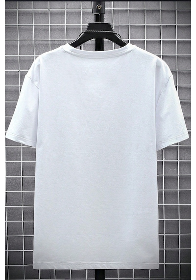Erkek Milano Baskılı Oversize Tshirt Beyaz