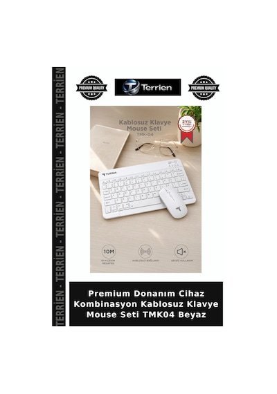 Premium Donanım Cihaz Kombinasyon Kablosuz Klavye Mouse Seti Tmk04 Beyaz Diğer