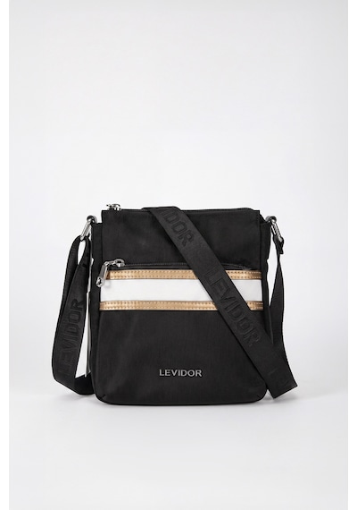 Levidor Orta Boy Unisex Tasarım Postacı Omuz Çantası Siyah