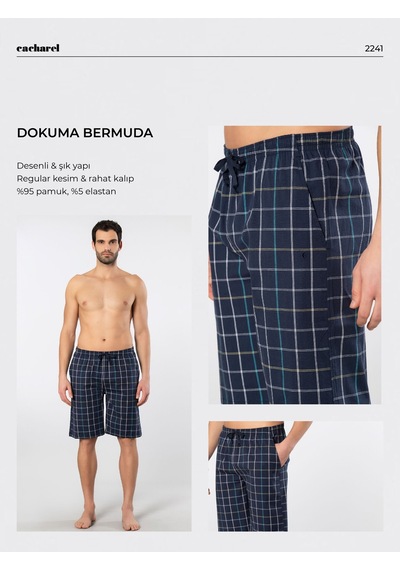 Cacharel Erkek Dokuma Bermuda Tek Alt 2241/lacivert 8 Lacivert