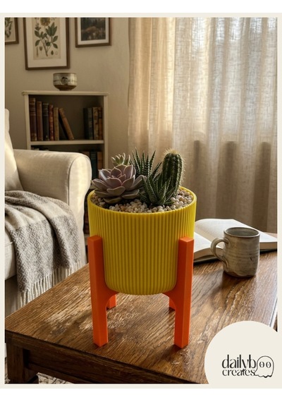 2 Renkli Ayaklı Saksı-modern Tarzlı Dekoratif Saksı-çiçek Ve Bitki Saksısı Sarı