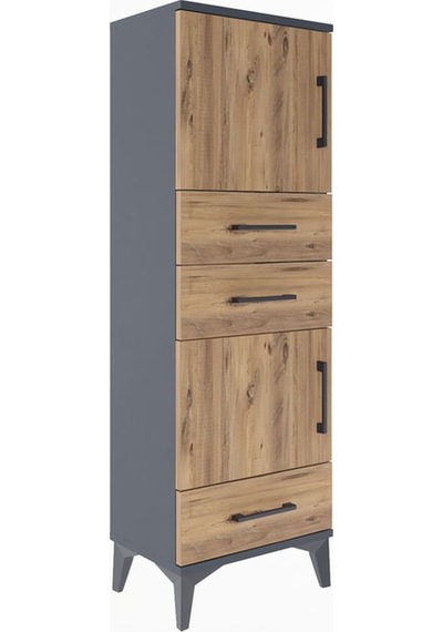 Arges Dolap 2 Raflı 3 Çekmeceli 2 Kapaklı 44x30x134 Antrasit-çam Antrasit
