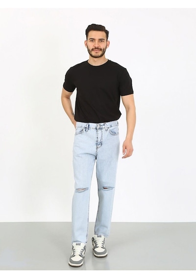Boyfriend Diz Yırtık Buz Mavi Jean-buz Mavi - 34 Buz Mavi