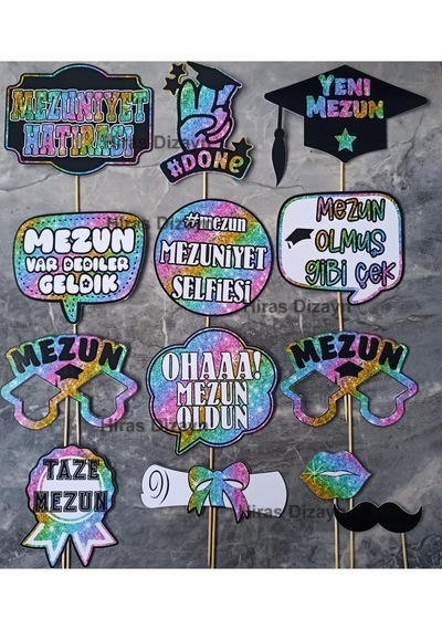 Hiras Dizayn Renkli Mezuniyet Konuşma Balonu Seti 13 Parça Standart