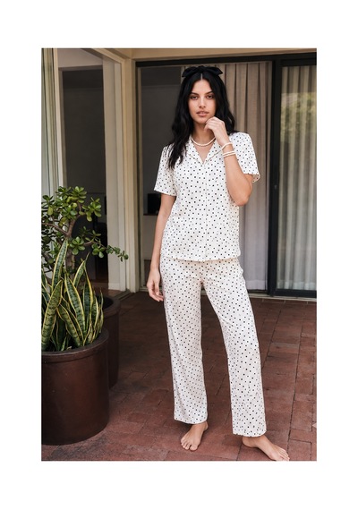 Fit Women Viskon Karışım Homewear Kar Beyaz Pijama Takımı