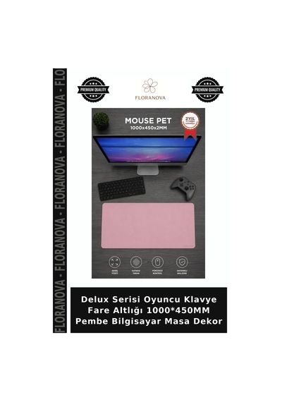 Delux Serisi Oyuncu Klavye Fare Altlığı 1000 450mm Pembe Bilgisayar Masa Dekor