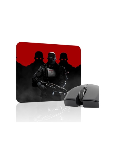 Wolfenstein Kaymaz Dikişli Kauçuk Oyuncu Mousepad V1 - 22x18 Gaming Mouse Pad Fare Altlığı