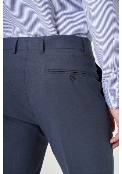 İmza Lacivert Yan Cep Filafil Desen Slim Fit Esnek Pantolon 1003260152