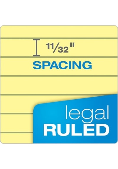 Yasal Pad Legal Pad, 8 1/2 X 11 3/10,2 Cm, Delikli, 3-delik Delikli, Kanarienvoegel, Legal/genişlik Rule, 50 Yaprak Pro Blok, 12 Pads Pro Pack 75351