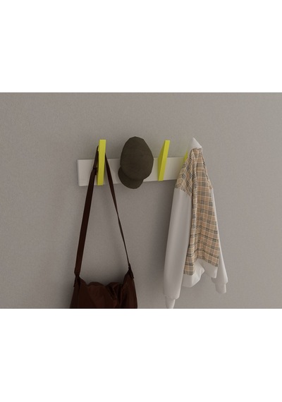 Hepsi3boyutlu Modern Duvar & Kapı Kanca Askılık - 4 Adet Sarı Kanca Askılık - Model No : 4 Sarı