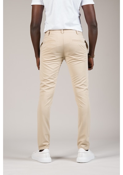 Advante Slimfit Dokulu Dar Paça Beli Lastikli Ve İplikli Yazlık Jogger Pantolon Krem