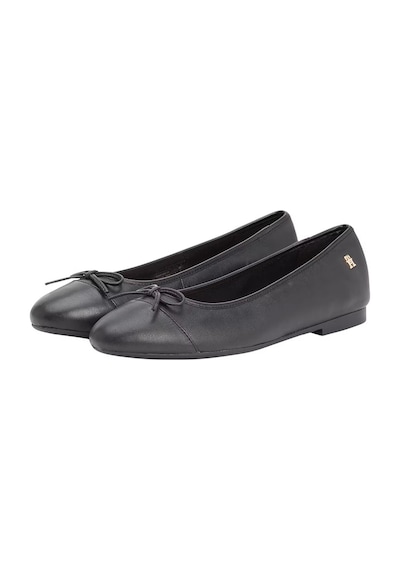 Tommy Hilfiger Kadın Toe Cap Leather Ballerina Shoes - Siyah Triple Black Tommy Hilfiger Kadın Toe Cap Leather Ballerina Shoes - Siyah Triple Black
