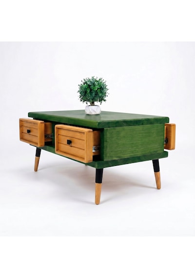 Mobenta Stria Brew: Modern Doğal Masif Orta Sehpa, 4 Çekmeceli - 110x60 Ye-tk Yeşil-ahşap Mobenta Stria Brew: Modern Doğal Masif Orta Sehpa, 4 Çekmeceli - 110x60 Ye-tk Yeşil-ahşap