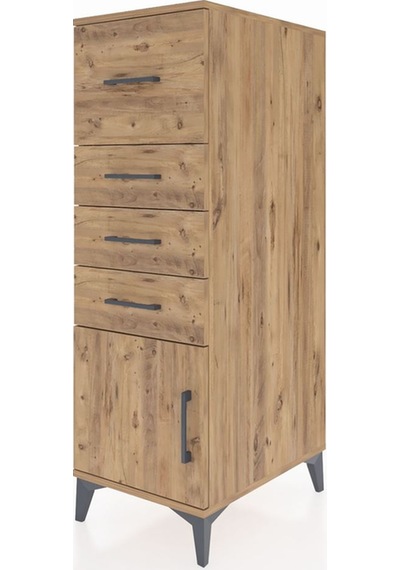 Kronos Dolap 4 Çekmeceli Tek Kapaklı 44x59x134 Çam-çam Çam