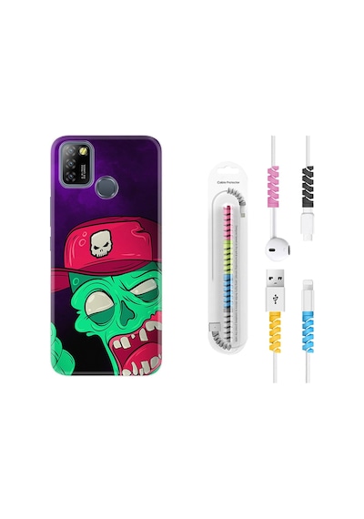 Infinix Smart 5 Kılıf Kablo Koruyuculu Green Face 1609