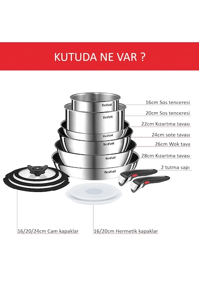 Tefal Ingenio Emotion 2x Titanyum 13 Parça Tava Seti - Paslanmaz
