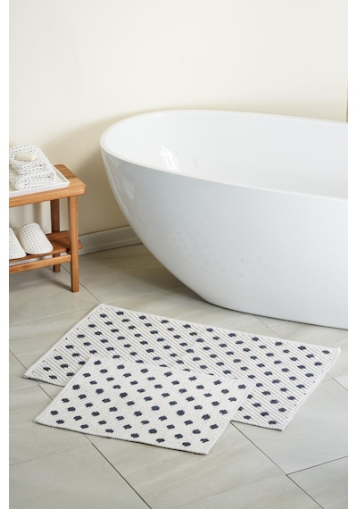 Freya Doğal Pamuklu 2'li Banyo Paspas Seti 60x100+50x60 Cm - Antrasit Antrasit