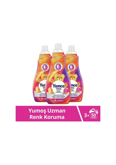 Yumoş Uzman Konsantre Çamaşır Yumuşatıcısı Renk Koruma 3 x 1200 ML