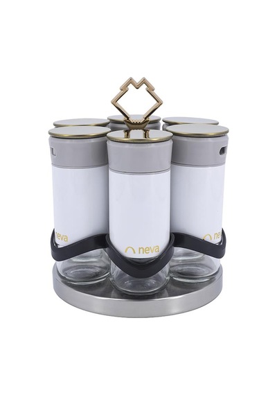 Neva N3311 Lilyum Niş-Gold 6 Lı Baharat Seti Beyaz - Gold