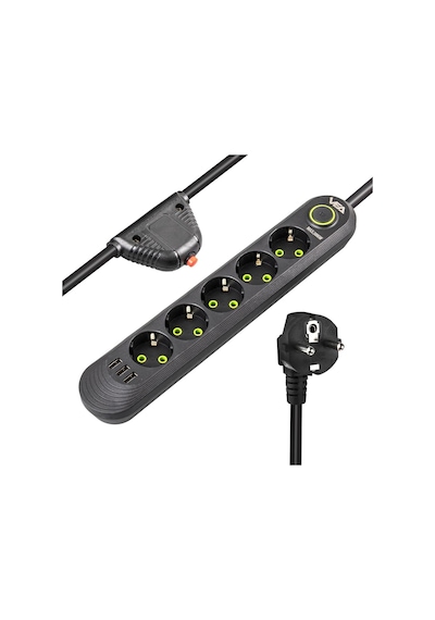 Vea Va 5'li Isıya Dayanıklı 3000 W 1.5 Metre Kablolu 3 Usb'li Akım Korumalı Priz