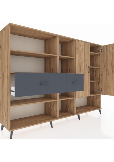 Hyperion Dolap 10 Raflı 2 Çekmeceli 2 Kapaklı 220x44x163 Çam-çam/ Çam-çam/antrasit Hyperion Dolap 10 Raflı 2 Çekmeceli 2 Kapaklı 220x44x163 Çam-çam/ Çam-çam/antrasit