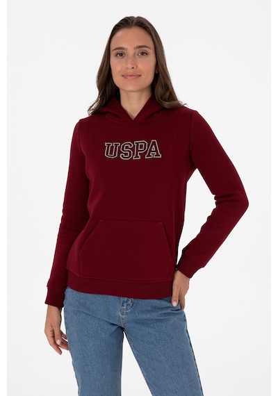 U.S. Polo Assn. Kadın Bordo Şardonlu Kapüşonlu Basic Sweatshirt 50313566-VR014