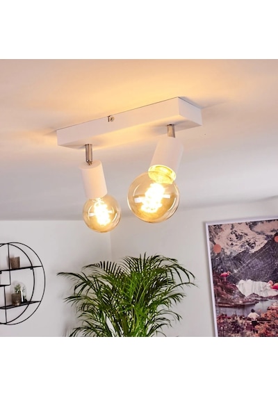 Riolight Modern Beyaz 2xe27 Mafsallı Hareketli Başlık Glop Ampul Hariç Metal Spot Avize Beyaz