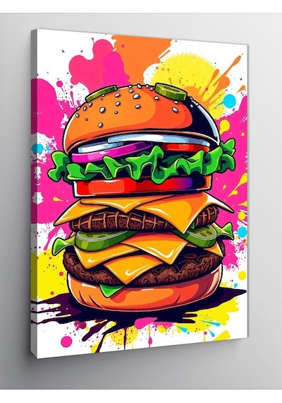 Kanvas Tablo Renkli Burger Sanatı 70cmx100cm