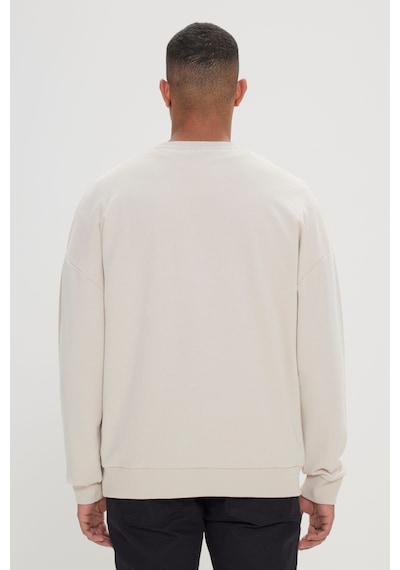 Ac&co / Altınyıldız Classics Erkek Açık Bej Oversize Fit Bol Kesim Harvard Lisanslı Pamuklu Bisiklet Yaka Sweatshirt Açık Bej