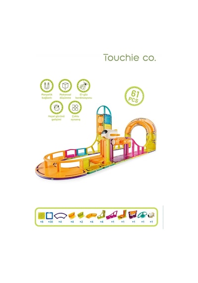 Magnetic Dıy Mıknatıslı Manyetik Bloklar Yapı Blokları 61 Parça Stem Oyun Seti Roller Coaster