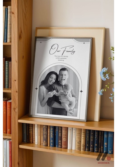 Kişiye Özel Our Family Kemerli Aile Posteri, Siyah Çerçeveli Duvar Tablosu - Sevdiklerinize Özel Hed