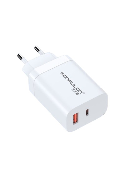 C99q 65w Pd Destekli Type-c Ve Usb Çift Çıkışlı Hızlı Şarj Adaptörü - Beyaz 27661780