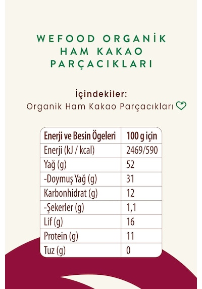 Wefood Organik Ham Kakao Parçacıkları 150 G(kakao Nibs)