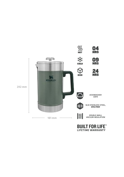 Stanley Klasik French Press Termos 1.4 Lt - Hammertone Green