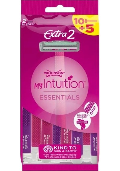 Wilkinson Sword Intuition Essentials Extra 2 Kadın Çift Bıçaklı Tıraş Bıçağı - 10+5 Paket