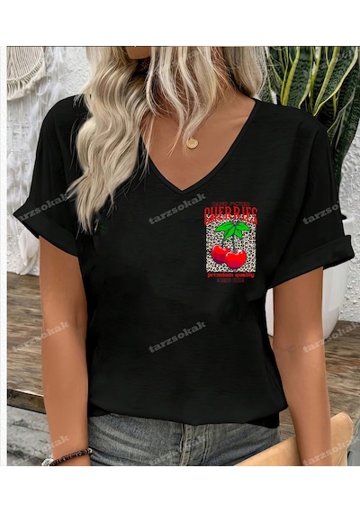 Startmore Leopar Desenli Cherrıes Premium Siyah