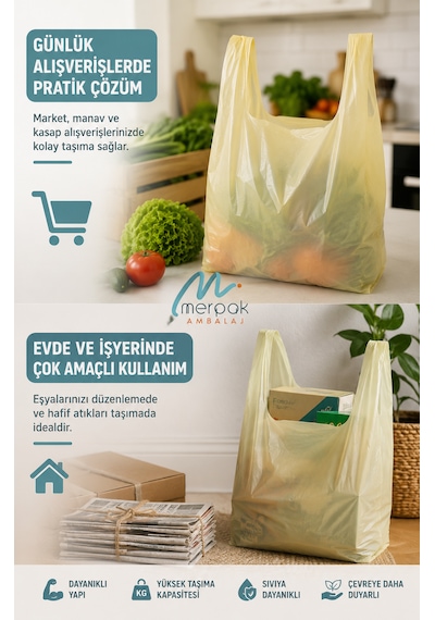 Kalın Sarı Poşet Büyük Boy 1 Kg 30x60 Cm Market Manav Poşeti Çöp Poşeti Hışır Atlet Poşet