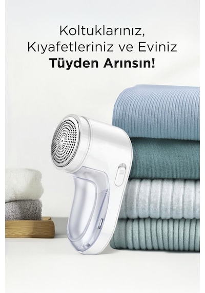 Torima 708 Exstra Bıçaklı Şarjlı Tüy Temizleme Ve Tiftik Temizleme Makinesi Beyaz
