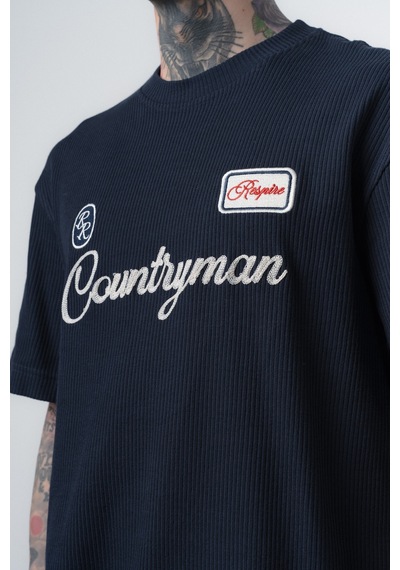 Erkek Countryman Nakışlı Regular Fit T-shirt Şort Takım Lacivert