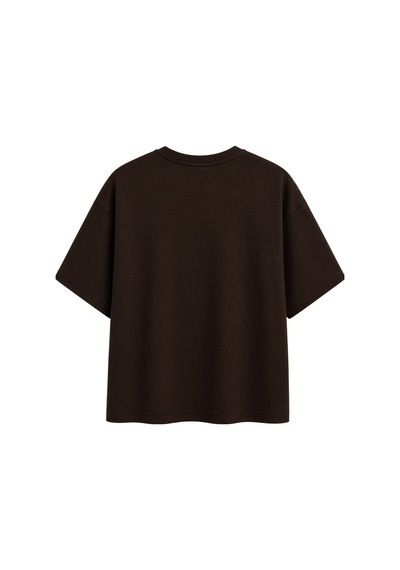 Mixray 2101 Kadın Bisiklet Yaka Soft Oversize Basic Modal T-shirt Kahve Kahverengi