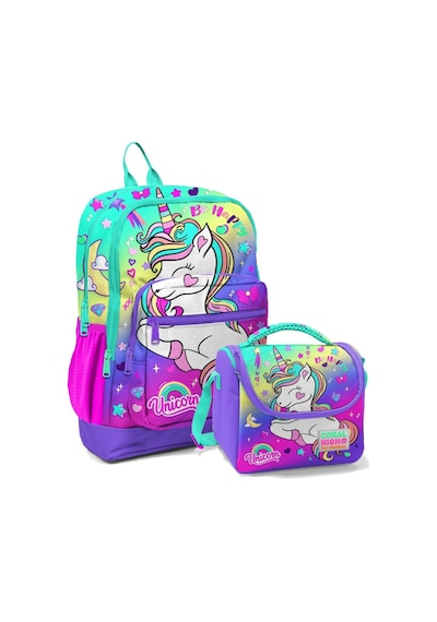 Coral High Su Yeşili Lavanta Unicorn Kız Çocuk İlköğretim Okul Sırt Çantası Ve Beslenme Çanta Seti