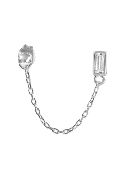 Kuyumcudukkani Çift Özellik Kullanımlı Baget Taşlı Trend "ear Cuff"küpe-31146-w-w Beyaz